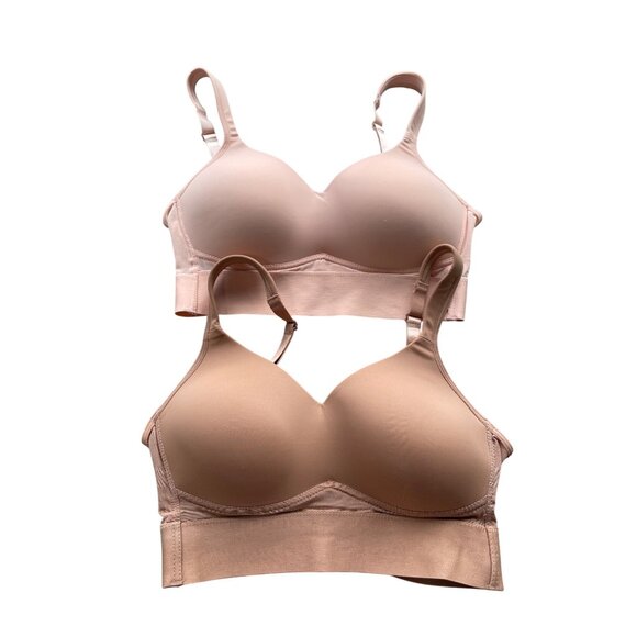 Rhonda Shear 2 Pack Molded Cup Bra with Wrap Back Size Small Pink Beige 649.14 - Picture 2 of 10